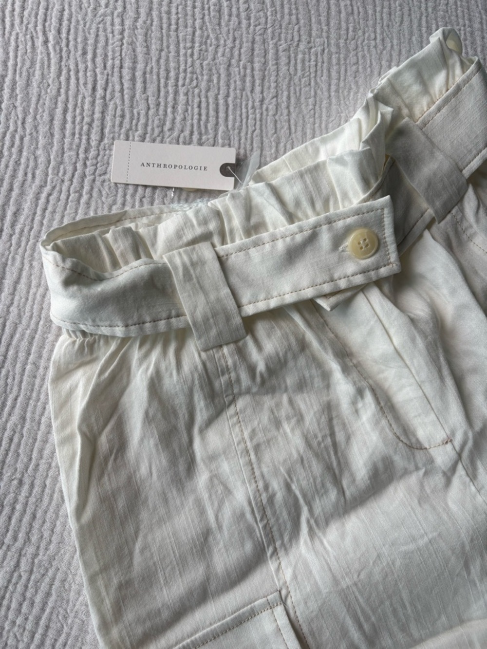 Anthropologie White Linen Blend Shorts Belted XS NWT High Rise - Picture 5 of 6